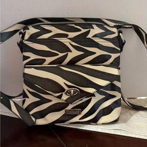 Carlos by Carlos Santana Black and Cream Zebra Crossbody Bag